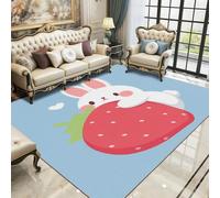 Rabbit Rug - Cute Cartoon Animal Strawberry Small Rugs for Bedroom 50x80, Girls Kids Nursery Kawaii Floor Mat Soft Washable Non Slip Indoor Mats