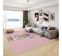 Rabbit Rug Kids - Pink Bunny Rug, Cute Woodland Animal Rugs for Living Room Bedroom, Washable Non Slip Soft Large Carpet, Patterned Area Rugs & Home Decor 160x230 cm
