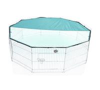 Rabbit Run Playpen Galvanised by Cozy Pet 10 Panels 76.5 x 76.5 inch's with Protective Cover Guinea Pig Pen, Dog Puppy Cage Ferret Play Pen RR12