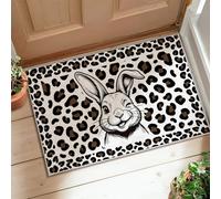 Rabbit Runner Rug, Playful Modern Glasses Leopard Spots Spring Black Low Pile Doormat Rectangle Throw Rug Non Shedding for Kitchen Entryway Bedside Laundry Decor 2x3 Ft