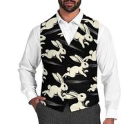 Rabbit Running Slim Fit Men's Waistcoat Classic Suit Vest Dress for Formal Casual Wear 3XL