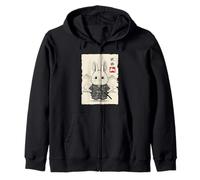 Rabbit Samurai Japanese Art Sumi-e Kawaii Funny Zip Hoodie
