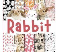Rabbit scrapbook paper, 8.5x8.5, 10 Designs, 20 Double-Sided Sheets: Scrapbooking Paper for Junk Journals, Decorative craft Paper for Gift, Decoupage, & Mixed Media, Origami, Collage & Card Making
