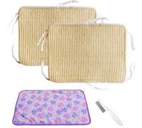 Rabbit Scratcher Mat 2Pcs 15.7×12'' Natural Sisal Bunny Scratch Pad Rug with Rope Scratching Sleeping Nesting Pad Mat for Bunny Cats Guinea Pig Chinchilla (2Pcs 15.7×12'')