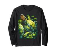 Rabbit Shamrocks Forest St Patricks Day Forestcore Aesthetic Long Sleeve T-Shirt