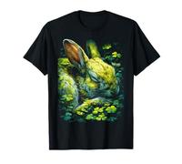 Rabbit Shamrocks Forest St Patricks Day Forestcore Aesthetic T-Shirt