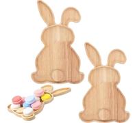 Rabbit Shape Charcuterie Board,Easter Bunny Wooden Serving Tray Wood Cutting Board Rabbit Dinner Platter for Kitchen Cute Cheese Board Salad Plate Snack Fruit Tray (2PCS)