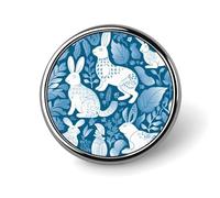 Rabbit Silhouette Lapel Pin Durable Metal Round Brooch Pins Lightweight & Elegant Badge for Shirts, Jackets, Backpack & Gifts