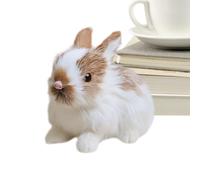 Rabbit Simulation - Miniatures Plush Rabbit Realistic Figurines | Tiny Simulation Stuffed Bunny Animal - for Home Party Baby Shower Fairy Garden Miniature Scene Nursery Bedside Shelf Mantel TV Cabinet