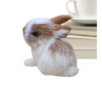 Rabbit Simulation | Realistic Cute Plush Rabbit Figurines | Bunny Simulation Plush Animal - for Easter Shower Fairy Garden Desk Bedside Shelf Fireplace TV Stand