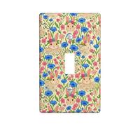 Rabbit Single Light Switch Cover Plate, Spring Floral Flower Chrysanthemum Spring Pastel Yellow Plastic Standard Size Toggle Light Switch Cover for Living Room Bedroom Home Office Decor (Single)
