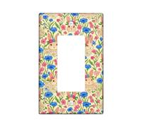 Rabbit Single Rocker Light Switch Cover, Spring Floral Flower Chrysanthemum Spring Pastel Yellow Plastic Standard Size Accents Wall Switch Plates for Home Living Room Bedroom Bathroom Decor