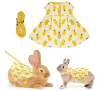 Rabbit Skirts Harness Leash Set Outdoor Walking Escape Proof Control Rope Breathable Bunny Clothes Outfits for Small Pet Guianea Pig Ferret Kitten Puppy (Pineapple,M)