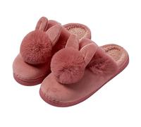 Rabbit Slippers Soft Toy and Company Closed Slippers Women's Chic Fur Lined Big Slippers Winter Warm Slippers Funny Slippers Solid Colour Indoor Slipper, Red, 6 UK