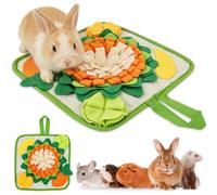 Rabbit Snuffle Mat 30 x 30cm Felt and Polar Fleece Foraging Puzzle Toy Interactive Feeding Toys for Small Animals,Guinea Pigs Hedgehogs Chinchillas Ferrets Boredom Breaker Rabbit Enrichment Toy