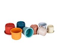 Rabbit Stacking Cups - 8 Cute Rabbit Food Dispenser - Multicoloured Stacking Cups, Foraging Toy for Small Animals