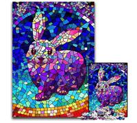 Rabbit Stained Glass StyleAdult Jigsaw Puzzles 1000 Pieces Jigsaw Puzzles Family Activity Brain Teaser Home Decor 1000 PCS(75x50cm)