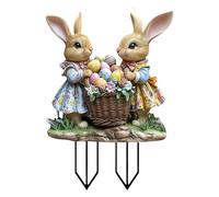 Rabbit Stake, Easter Bunny Yard Signs, Cute Flat 2D Rabbit with Eggs, Lawn Stakes, 27 cm Large Rabbit Sign for Outdoor Use, Artificial Animals, Garden Stake for Flower Beds