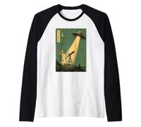 Rabbit Stargazing Flying Saucer UFO Abduction Art Raglan Baseball Tee