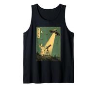 Rabbit Stargazing Flying Saucer UFO Abduction Art Tank Top