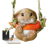 Rabbit Statue Garden, Bunny Car Ornament, Cute Swinging Rabbit Decor, Hanging Coney Pendant Decoration, 3.94x2.56x3.5 Inches, Animal Figurine for Garden