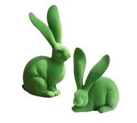 Rabbit Statue, Rabbit Statue, Pack of 2 Rabbit Ornaments, Flocked Rabbit Decoration, Rabbit Garden Statue, Cute Rabbit Statues for Home, Nursery, Study, Living Room