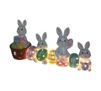 Rabbit Statue with Light - Easter Bunny Figurine with LED Glow, Spring Holiday Decoration | Rabbit Ornament on Tabletop, Multilevel Tray Decoration, Animal Figurine