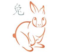 Rabbit Stencil - 7.5 x 11.5cm (S) - Reusable Chinese Rabbit Year Farm Wild Animal Wall Stencil Template