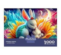 Rabbit Stress Relief & Travel Puzzle - 1000 Piece Jigsaw Thick Cardboard Snuggling Bunnies Game for Relaxation And Journeys, An Ideal Puzzle for Adults 70x50cm/1000pcs