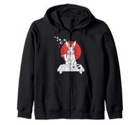 Rabbit Sushi Anime Vintage Japanese Food Lover Kawaii Zip Hoodie