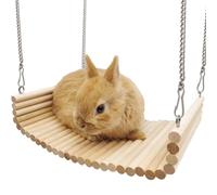 Rabbit Swing Bed Wooden Hammock Small Animal Hanging Bed Toy Bird Swing Perch Small Animal Cage Hammock Swing for Guinea Pig Bunny Rat Chinchilla Bird Parrot Playing Sleeping Hiding Climbing
