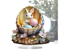 Rabbit Table Decoration, Easter Bunny Statue | Acrylic Spring Decorations 2D Acrylic Rabbits with Pearls and Flowers - Cute Bunny Figurines for Decoration p