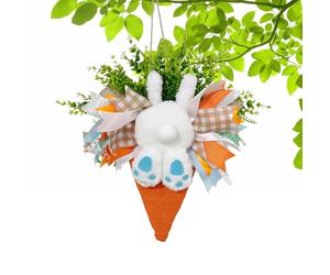 Rabbit Tail Wreath, Easter Bunny Wreath, Spring Season Front Door Wreath with Rabbit Tail Ears, 17.7 Inch Large Animal Easter Garland for the Easter Collection