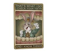 Rabbit that's what I do I check your teeth and I know things poster (1) Retro Tin Signs Inspirational Life Quotes Rustic Decorative Wall Art Unique Gifts 8X12 Inch