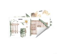 Rabbit-Themed Wall Sticker in Farmhouse Design with Botanical Elements for Living Room For Bedroom Kitchen Decor and Space Customization