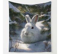 Rabbit Throw Blanket Pearl Flannel Blanket Snowy White Rabbit Lightweight Sofa Throw 220 x 240 cm for Couch Bed Bedroom Living Room Home Decor Adults Kids All Season Home Office Movie Night