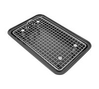 Rabbit Toilet Tray with Removable Grid, Large Deep Plastic and Steel | Black Finish, Stable Structure, for Small Animal and Ferret Habitats, Chew Resistant Design, Corner Use