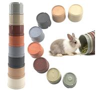Rabbit Toy, 8-Piece Stacking Cup for Rabbits, Stackable, Stackable Rabbit Food Toy for Bunnies, Nesting Toy (Colour Morandi)