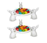 Rabbit Tray Ornament, 2 Pack Cute Easter Bunny Cake Stand, Bunny Jewelry And Key Storage Tray Ornament, Portable Rabbit Candy Plate For Trinket Necklaces Earrings Bracelets Keys Home Mantel Vanity