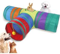 Rabbit Tunnel, Cat Guinea Pig Tunnel Cat Tunnels for Indoor Cats 3 Way Collapsible Bunny Play Tunnel Hide Tubes for Kitten Rat Pet (Colourful)