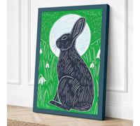 Rabbit Under the Moon Canvas Wall Art Print 18x12 Inch