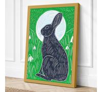 Rabbit Under the Moon Canvas Wall Art Print 24x16 Inch