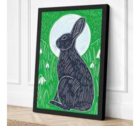 Rabbit Under the Moon Canvas Wall Art Print 30x20 Inch