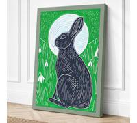 Rabbit Under the Moon Canvas Wall Art Print 30x20 Inch