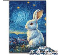 Rabbit Under The Night Sky 1000 Pieces Jigsaw Puzzle for Adults& Teens, Learning Educational Toys Family Games with Matching Poster And Trivia Sheet (size 26x38cm)