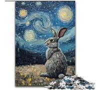 Rabbit Under The Night Sky Jigsaw Puzzles for Teenagers 1000 Pieces, Educational Toy Funny Family Games Unique Home Decor (26x38cm)