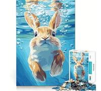 Rabbit Underwater with Bubbles Illustration 1000 Piece Jigsaw Puzzle for Teenagers Mental Logic Toy Quiet Calm Firm Cut Santa Wish Item (38x26cm)