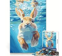 Rabbit Underwater with Bubbles Illustration 1000 Piece Jigsaw Puzzles for Adults Teenagers Skill Toy Soothing Fun Tight Edge Festival Gift (50x75cm)
