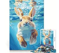 Rabbit Underwater with Bubbles Illustration Jigsaw Puzzle for Teenagers 1000 Pieces Reason Skill Toy Calming Play Exact Cut Perfect Present (38x52cm)