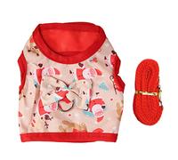Rabbit Vest Harness Set Cute Fun Father Christmas Pattern Small Pet Vest Leash Set Premium Polyester Nylon Comfortable Breathable for Christmas Party Pet Dress Up (S)
